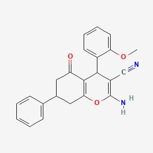 molecular formula C23H20N2O3 B4971140 2-amino-4-(2-methoxyphenyl)-5-oxo-7-phenyl-5,6,7,8-tetrahydro-4H-chromene-3-carbonitrile 