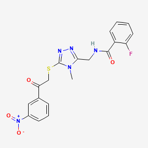 molecular formula C19H16FN5O4S B4971220 2-fluoro-N-[(4-methyl-5-{[2-(3-nitrophenyl)-2-oxoethyl]thio}-4H-1,2,4-triazol-3-yl)methyl]benzamide 