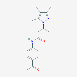N-(4-acetylphenyl)-3-(3,4,5-trimethyl-1H-pyrazol-1-yl)butanamide