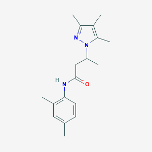 molecular formula C18H25N3O B497126 N-(2,4-dimethylphenyl)-3-(3,4,5-trimethyl-1H-pyrazol-1-yl)butanamide CAS No. 957495-21-5