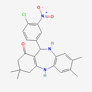 molecular formula C23H24ClN3O3 B4971282 11-(4-chloro-3-nitrophenyl)-3,3,7,8-tetramethyl-2,3,4,5,10,11-hexahydro-1H-dibenzo[b,e][1,4]diazepin-1-one 