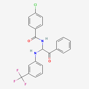 molecular formula C22H16ClF3N2O2 B4971303 4-chloro-N-(2-oxo-2-phenyl-1-{[3-(trifluoromethyl)phenyl]amino}ethyl)benzamide 