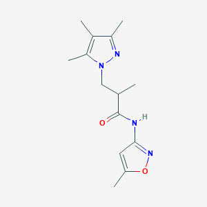 molecular formula C14H20N4O2 B497131 2-methyl-N-(5-methyl-3-isoxazolyl)-3-(3,4,5-trimethyl-1H-pyrazol-1-yl)propanamide 