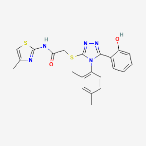 molecular formula C22H21N5O2S2 B4971331 2-{[4-(2,4-dimethylphenyl)-5-(2-hydroxyphenyl)-4H-1,2,4-triazol-3-yl]thio}-N-(4-methyl-1,3-thiazol-2-yl)acetamide 