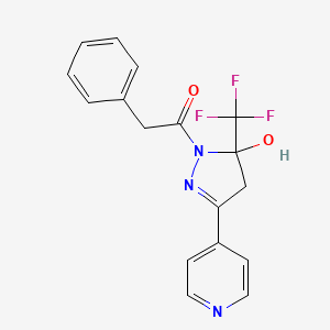 molecular formula C17H14F3N3O2 B4971348 1-(phenylacetyl)-3-(4-pyridinyl)-5-(trifluoromethyl)-4,5-dihydro-1H-pyrazol-5-ol CAS No. 5799-88-2