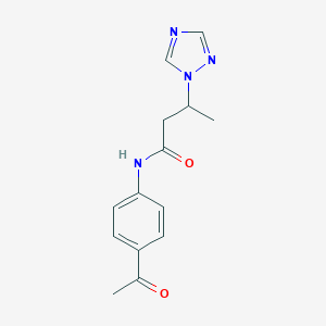 molecular formula C14H16N4O2 B497135 N-(4-acetylphenyl)-3-(1H-1,2,4-triazol-1-yl)butanamide CAS No. 927639-58-5
