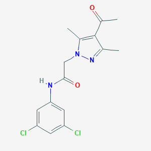 molecular formula C15H15Cl2N3O2 B497136 2-(4-acetyl-3,5-dimethyl-1H-pyrazol-1-yl)-N-(3,5-dichlorophenyl)acetamide 