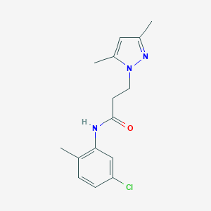 molecular formula C15H18ClN3O B497139 N-(5-chloro-2-methylphenyl)-3-(3,5-dimethyl-1H-pyrazol-1-yl)propanamide CAS No. 957511-95-4
