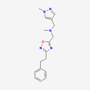 molecular formula C17H21N5O B4971394 N-methyl-1-(1-methyl-1H-pyrazol-4-yl)-N-{[3-(2-phenylethyl)-1,2,4-oxadiazol-5-yl]methyl}methanamine 