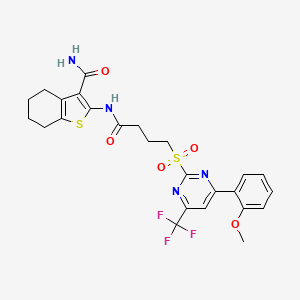molecular formula C25H25F3N4O5S2 B4971400 2-[(4-{[4-(2-methoxyphenyl)-6-(trifluoromethyl)-2-pyrimidinyl]sulfonyl}butanoyl)amino]-4,5,6,7-tetrahydro-1-benzothiophene-3-carboxamide 