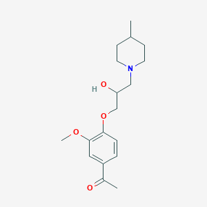 molecular formula C18H27NO4 B497141 1-Acetyl-4-[2-hydroxy-3-(4-methylpiperidyl)propoxy]-3-methoxybenzene CAS No. 838864-94-1