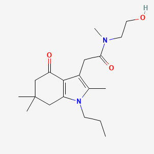 molecular formula C19H30N2O3 B4971414 N-(2-hydroxyethyl)-N-methyl-2-(2,6,6-trimethyl-4-oxo-1-propyl-4,5,6,7-tetrahydro-1H-indol-3-yl)acetamide 
