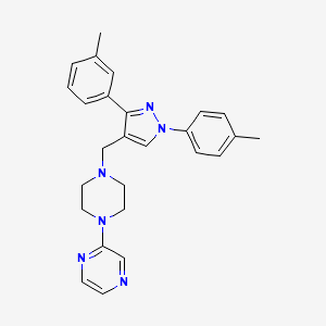 molecular formula C26H28N6 B4971455 2-(4-{[3-(3-methylphenyl)-1-(4-methylphenyl)-1H-pyrazol-4-yl]methyl}-1-piperazinyl)pyrazine 