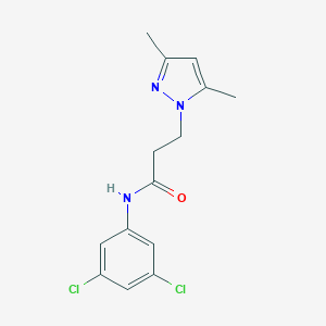 molecular formula C14H15Cl2N3O B497146 N-(3,5-dichlorophenyl)-3-(3,5-dimethyl-1H-pyrazol-1-yl)propanamide CAS No. 957511-93-2