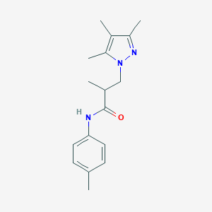 molecular formula C17H23N3O B497153 2-methyl-N-(4-methylphenyl)-3-(3,4,5-trimethyl-1H-pyrazol-1-yl)propanamide CAS No. 957495-30-6