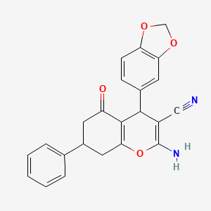 molecular formula C23H18N2O4 B4971543 2-amino-4-(1,3-benzodioxol-5-yl)-5-oxo-7-phenyl-5,6,7,8-tetrahydro-4H-chromene-3-carbonitrile CAS No. 5282-43-9