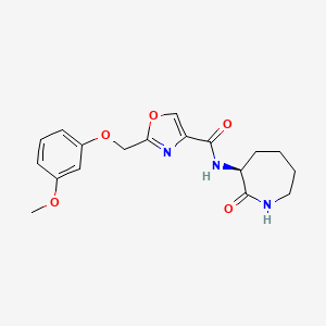2-[(3-methoxyphenoxy)methyl]-N-[(3S)-2-oxo-3-azepanyl]-1,3-oxazole-4-carboxamide