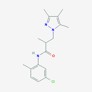 molecular formula C17H22ClN3O B497158 N-(5-chloro-2-methylphenyl)-2-methyl-3-(3,4,5-trimethyl-1H-pyrazol-1-yl)propanamide CAS No. 957492-85-2