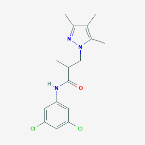 molecular formula C16H19Cl2N3O B497159 N-(3,5-dichlorophenyl)-2-methyl-3-(3,4,5-trimethyl-1H-pyrazol-1-yl)propanamide CAS No. 942876-78-0