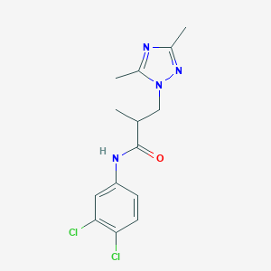 molecular formula C14H16Cl2N4O B497160 N-(3,4-dichlorophenyl)-3-(3,5-dimethyl-1H-1,2,4-triazol-1-yl)-2-methylpropanamide CAS No. 927639-70-1