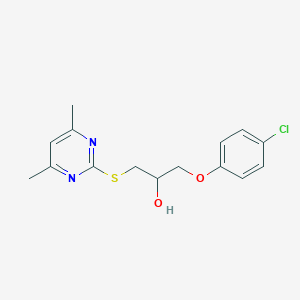 molecular formula C15H17ClN2O2S B4971619 1-(4-氯苯氧基)-3-[(4,6-二甲基-2-嘧啶基)硫代]-2-丙醇 