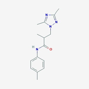 molecular formula C15H20N4O B497162 3-(3,5-dimethyl-1H-1,2,4-triazol-1-yl)-2-methyl-N-(4-methylphenyl)propanamide CAS No. 927639-74-5