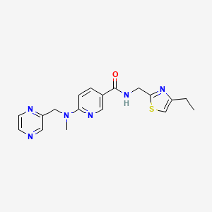 molecular formula C18H20N6OS B4971635 N-[(4-ethyl-1,3-thiazol-2-yl)methyl]-6-[methyl(2-pyrazinylmethyl)amino]nicotinamide 