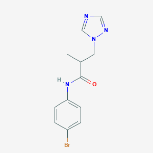molecular formula C12H13BrN4O B497164 N-(4-bromophenyl)-2-methyl-3-(1H-1,2,4-triazol-1-yl)propanamide CAS No. 927639-78-9