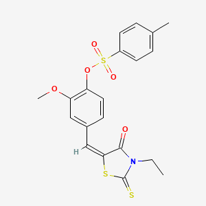 molecular formula C20H19NO5S3 B4971668 4-[(3-ethyl-4-oxo-2-thioxo-1,3-thiazolidin-5-ylidene)methyl]-2-methoxyphenyl 4-methylbenzenesulfonate 