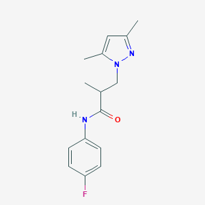 molecular formula C15H18FN3O B497167 3-(3,5-dimethyl-1H-pyrazol-1-yl)-N-(4-fluorophenyl)-2-methylpropanamide CAS No. 957502-19-1