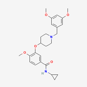 molecular formula C25H32N2O5 B4971679 N-cyclopropyl-3-{[1-(3,5-dimethoxybenzyl)-4-piperidinyl]oxy}-4-methoxybenzamide 