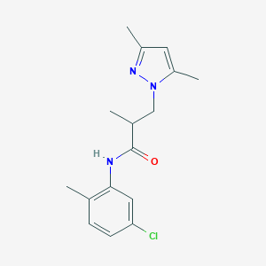 molecular formula C16H20ClN3O B497170 N-(5-chloro-2-methylphenyl)-3-(3,5-dimethyl-1H-pyrazol-1-yl)-2-methylpropanamide CAS No. 957492-66-9