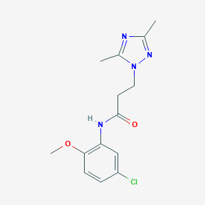 molecular formula C14H17ClN4O2 B497176 N-(5-chloro-2-methoxyphenyl)-3-(3,5-dimethyl-1H-1,2,4-triazol-1-yl)propanamide CAS No. 927639-86-9