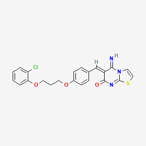 molecular formula C22H18ClN3O3S B4971789 6-{4-[3-(2-chlorophenoxy)propoxy]benzylidene}-5-imino-5,6-dihydro-7H-[1,3]thiazolo[3,2-a]pyrimidin-7-one 