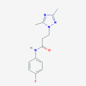 molecular formula C13H15FN4O B497179 3-(3,5-dimethyl-1H-1,2,4-triazol-1-yl)-N-(4-fluorophenyl)propanamide CAS No. 927639-92-7