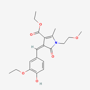 molecular formula C20H25NO6 B4971814 ethyl 4-(3-ethoxy-4-hydroxybenzylidene)-1-(2-methoxyethyl)-2-methyl-5-oxo-4,5-dihydro-1H-pyrrole-3-carboxylate 