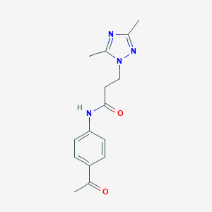 molecular formula C15H18N4O2 B497182 N-(4-acetylphenyl)-3-(3,5-dimethyl-1H-1,2,4-triazol-1-yl)propanamide CAS No. 927639-98-3