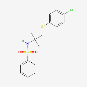 molecular formula C16H18ClNO2S2 B4971845 N-{2-[(4-chlorophenyl)thio]-1,1-dimethylethyl}benzenesulfonamide 