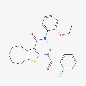 molecular formula C25H25ClN2O3S B4971896 2-[(2-chlorobenzoyl)amino]-N-(2-ethoxyphenyl)-5,6,7,8-tetrahydro-4H-cyclohepta[b]thiophene-3-carboxamide 