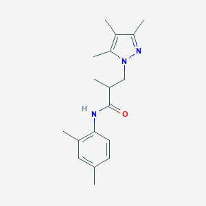 molecular formula C18H25N3O B497190 N-(2,4-dimethylphenyl)-2-methyl-3-(3,4,5-trimethyl-1H-pyrazol-1-yl)propanamide CAS No. 957492-69-2