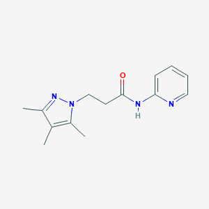 molecular formula C14H18N4O B497194 N-(2-pyridinyl)-3-(3,4,5-trimethyl-1H-pyrazol-1-yl)propanamide 