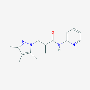 molecular formula C15H20N4O B497203 2-methyl-N-(2-pyridinyl)-3-(3,4,5-trimethyl-1H-pyrazol-1-yl)propanamide 