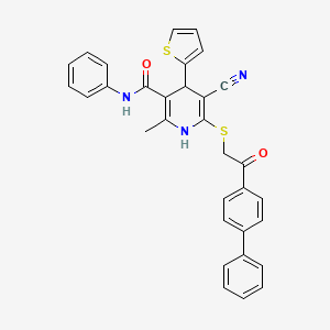 6-{[2-(4-biphenylyl)-2-oxoethyl]thio}-5-cyano-2-methyl-N-phenyl-4-(2-thienyl)-1,4-dihydro-3-pyridinecarboxamide