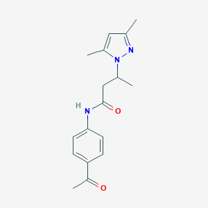 molecular formula C17H21N3O2 B497209 N-(4-acetylphenyl)-3-(3,5-dimethyl-1H-pyrazol-1-yl)butanamide CAS No. 895254-21-4
