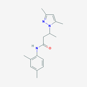 molecular formula C17H23N3O B497210 N-(2,4-dimethylphenyl)-3-(3,5-dimethyl-1H-pyrazol-1-yl)butanamide CAS No. 895256-07-2