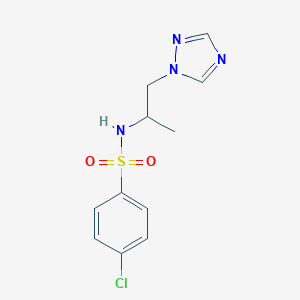 molecular formula C11H13ClN4O2S B497212 4-chloro-N-[1-methyl-2-(1H-1,2,4-triazol-1-yl)ethyl]benzenesulfonamide CAS No. 927640-52-6