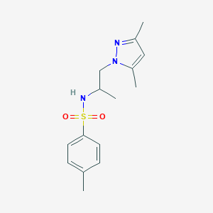 molecular formula C15H21N3O2S B497213 N-[2-(3,5-dimethyl-1H-pyrazol-1-yl)-1-methylethyl]-4-methylbenzenesulfonamide CAS No. 890594-67-9