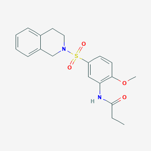 molecular formula C19H22N2O4S B4972169 N-[5-(3,4-dihydro-2(1H)-isoquinolinylsulfonyl)-2-methoxyphenyl]propanamide 