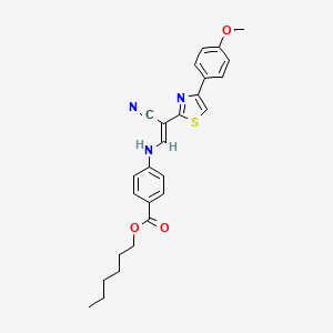 hexyl 4-({2-cyano-2-[4-(4-methoxyphenyl)-1,3-thiazol-2-yl]vinyl}amino)benzoate