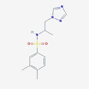 molecular formula C13H18N4O2S B497222 3,4-dimethyl-N-[1-methyl-2-(1H-1,2,4-triazol-1-yl)ethyl]benzenesulfonamide CAS No. 927640-49-1